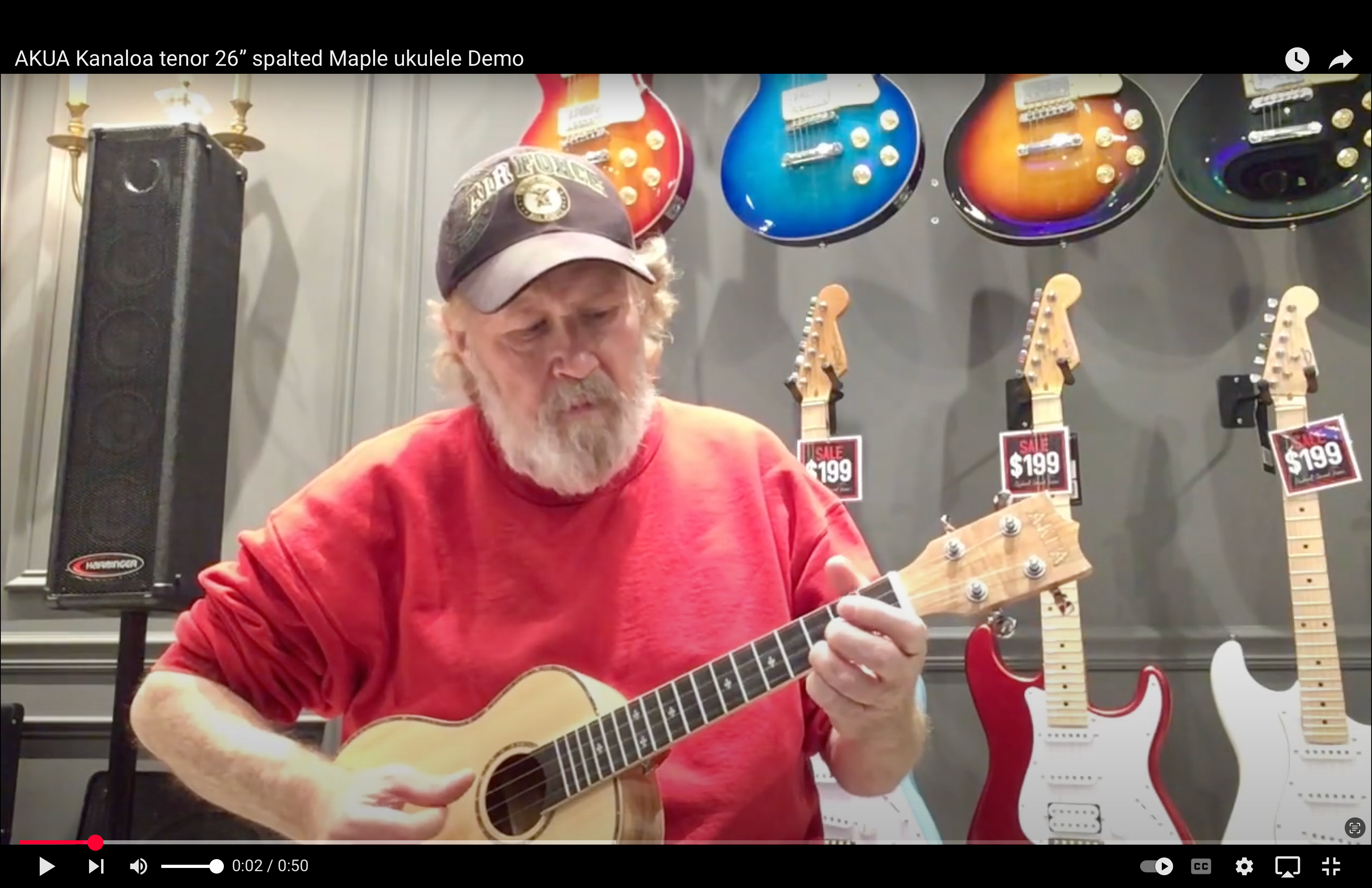 Load video: Watch AKUA 26 Tenor Kanaloa Ukulele Guitar Demo